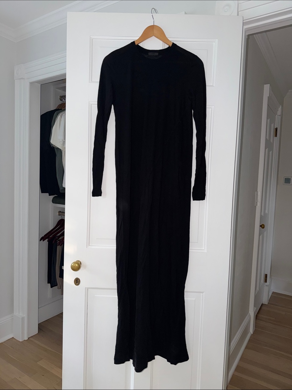 ATM Anthony Thomas Melillo Black Long-Sleeve Maxi Dress